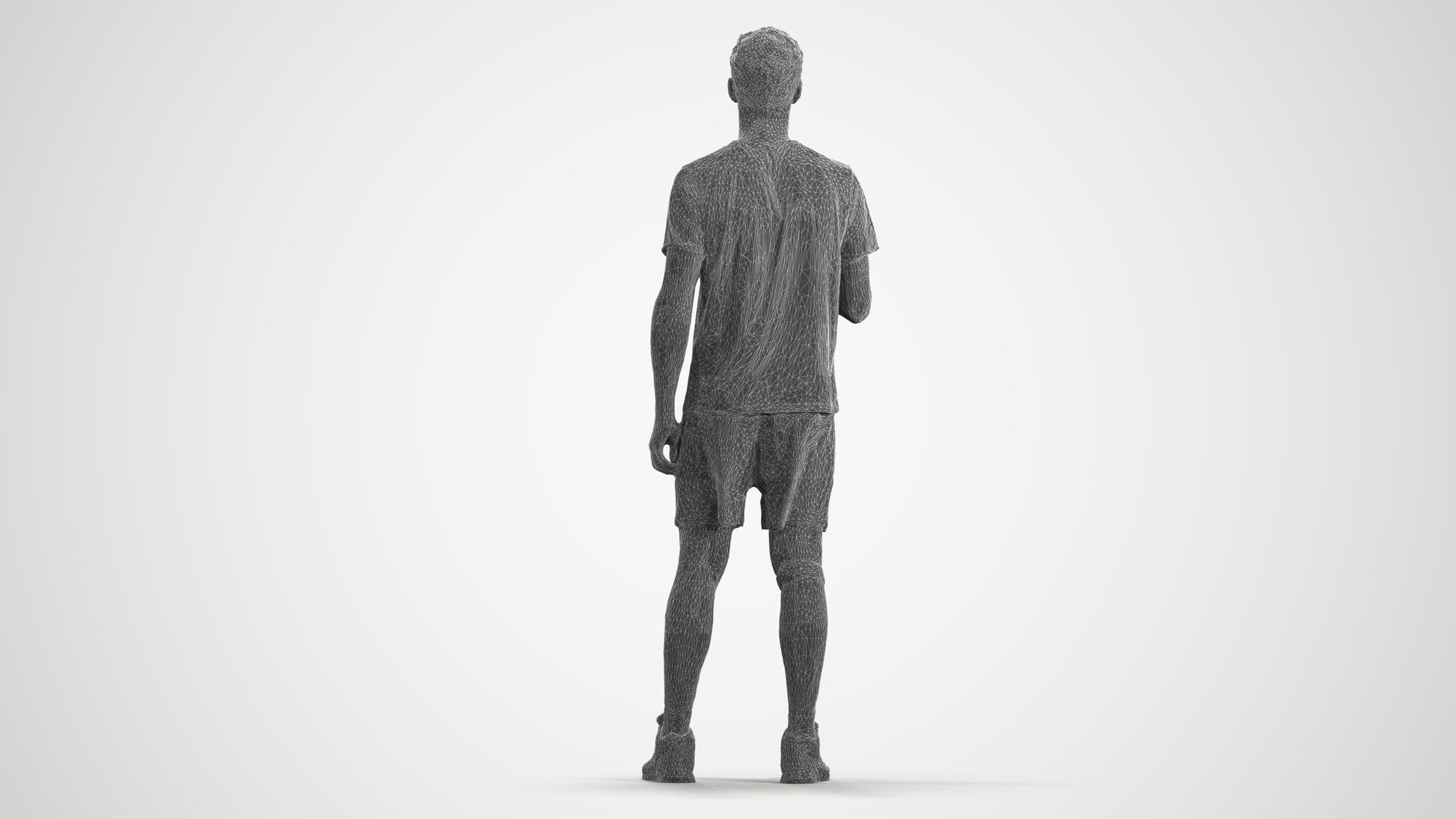 realistic 3D human man sport, archviz people FBX OBJ for Blender, wireframe front view