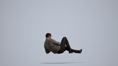 3D scanned man sitting casual, photorealistic archviz people for Enscape and SketchUp, front view render