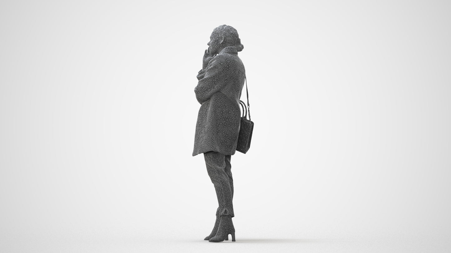 photogrammetry 3D woman business standing, realistic human model archviz FBX, square thumbnail