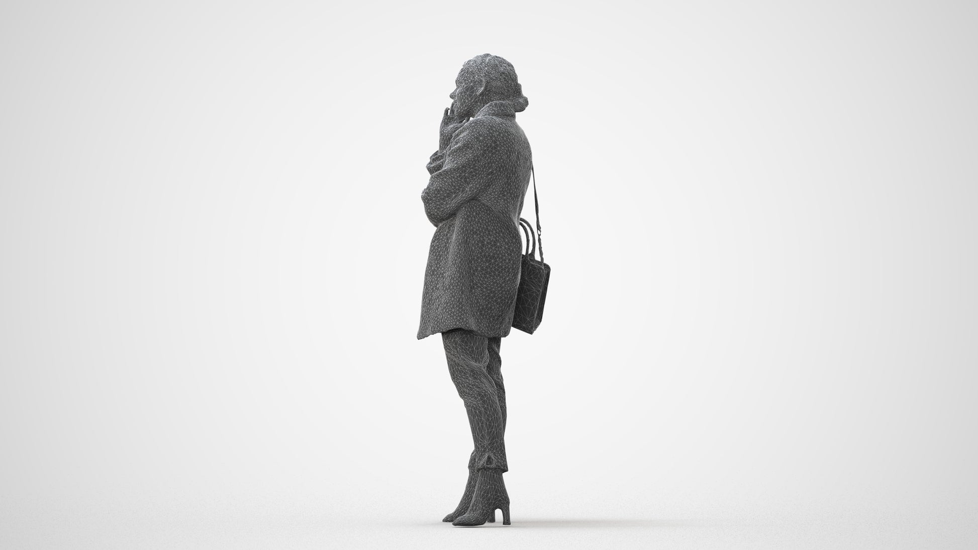 photogrammetry 3D woman business standing, realistic human model archviz FBX, square thumbnail