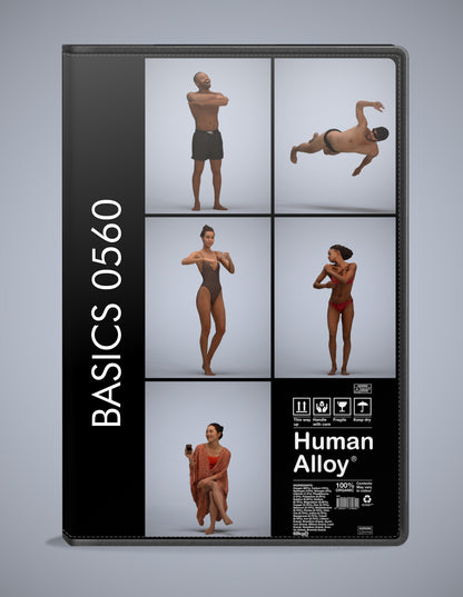scanned 3D people pool collection, 5 photogrammetry models for Enscape and V-Ray