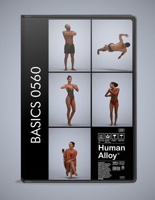 scanned 3D people pool collection, 5 photogrammetry models for Enscape and V-Ray