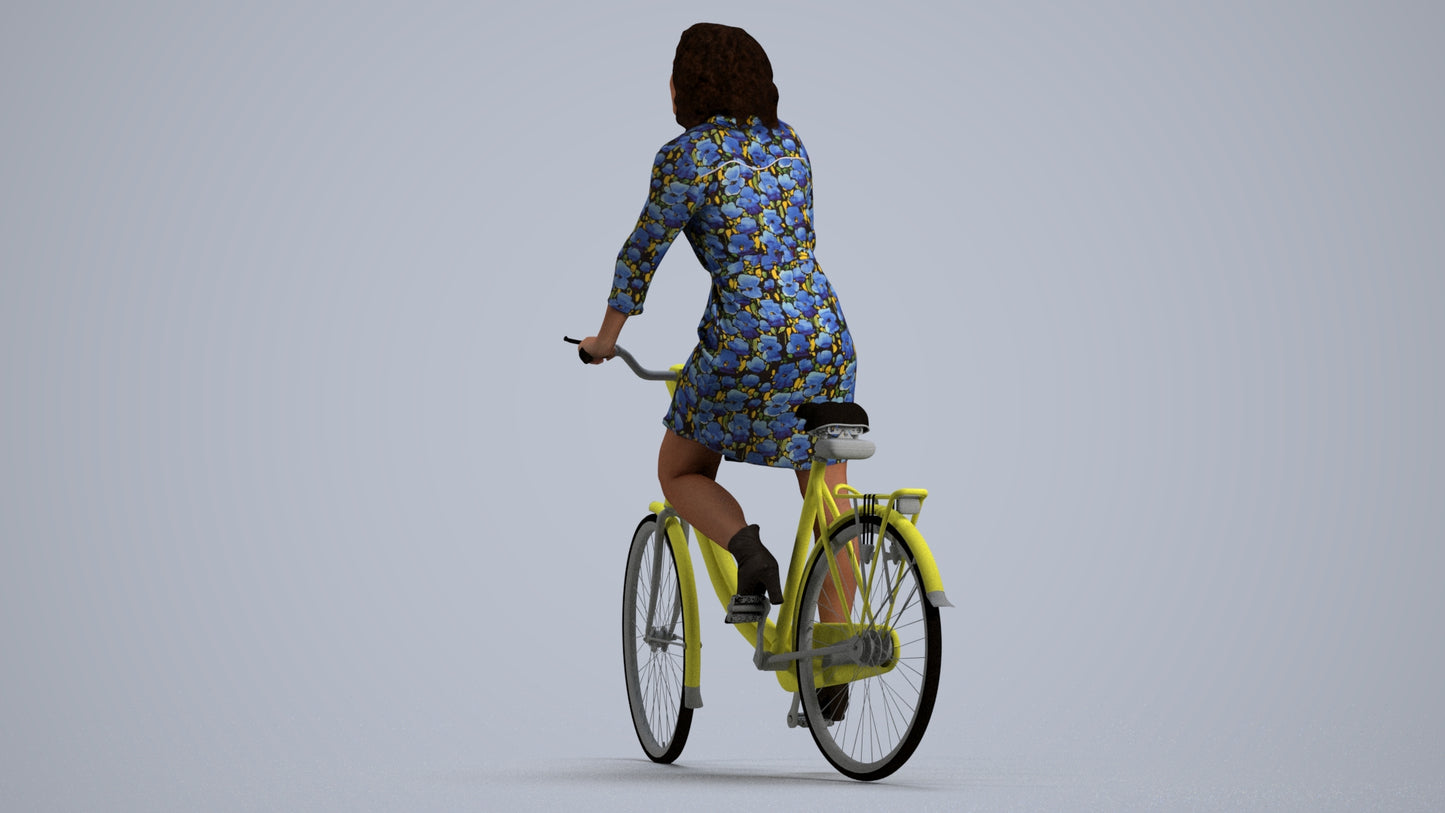 3D people model woman casual cycling, scanned human for 3ds Max rendering, front view render
