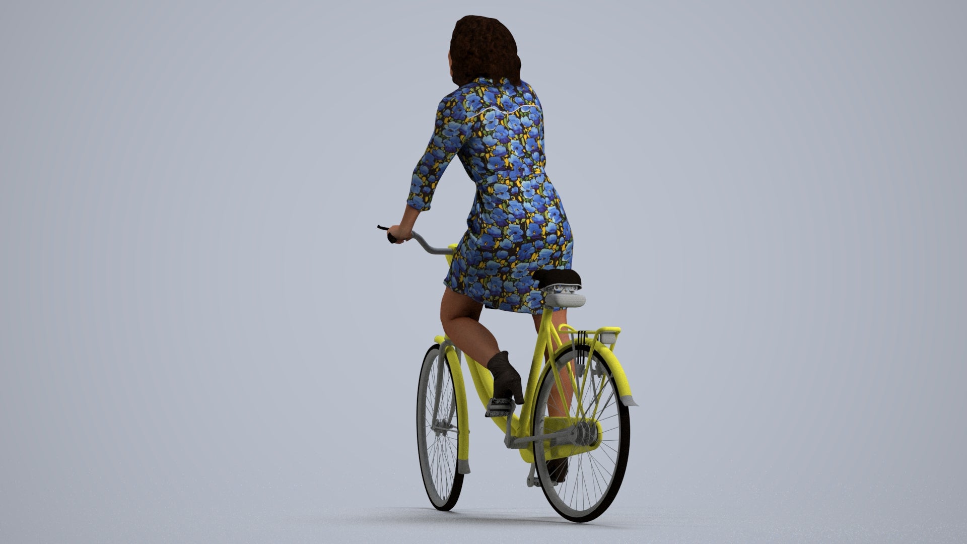 3D people model woman casual cycling, scanned human for 3ds Max rendering, front view render
