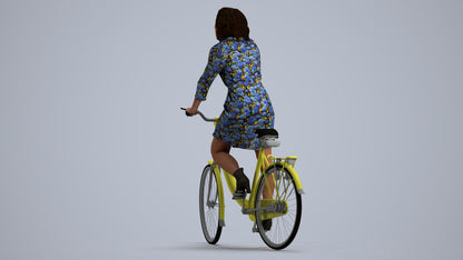 3D people model woman casual cycling, scanned human for 3ds Max rendering, front view render