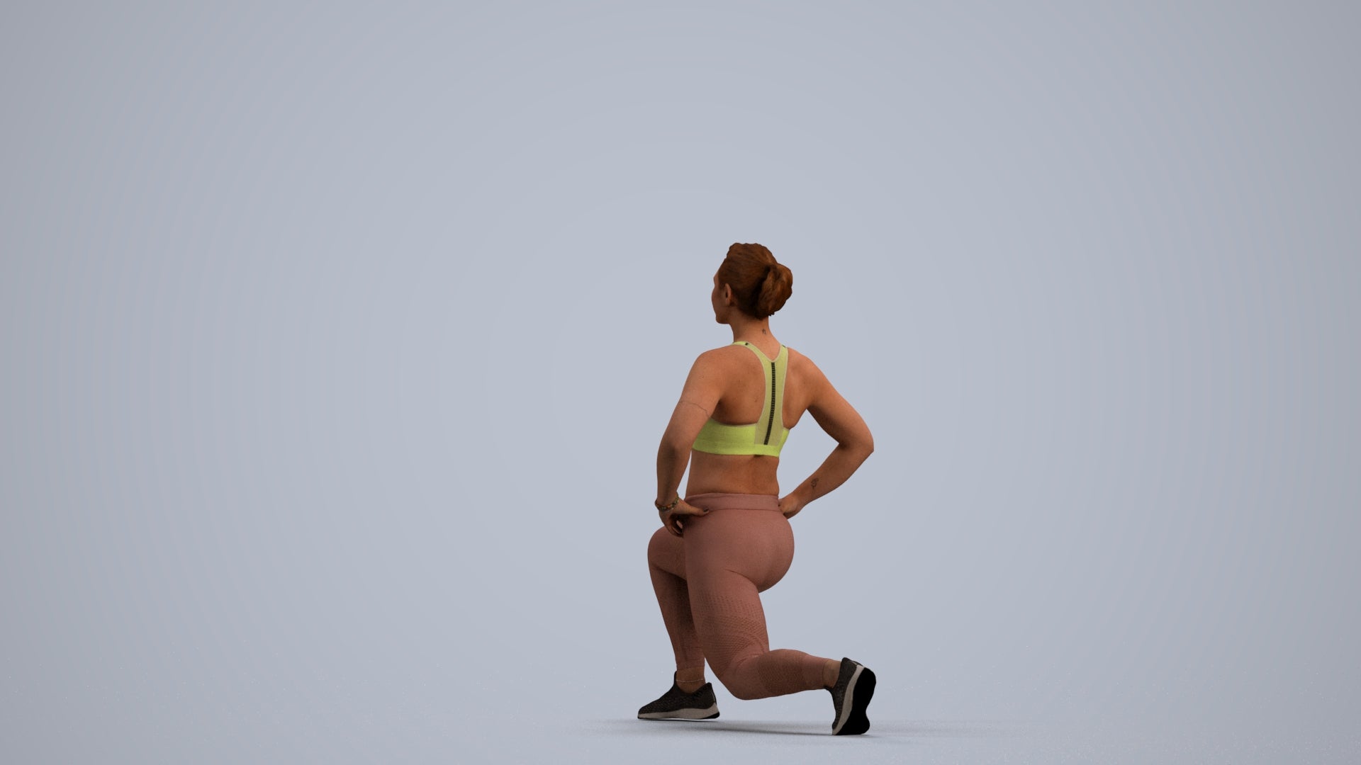 realistic 3D human woman sport, archviz people FBX OBJ for Blender, front view render