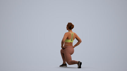 realistic 3D human woman sport, archviz people FBX OBJ for Blender, front view render