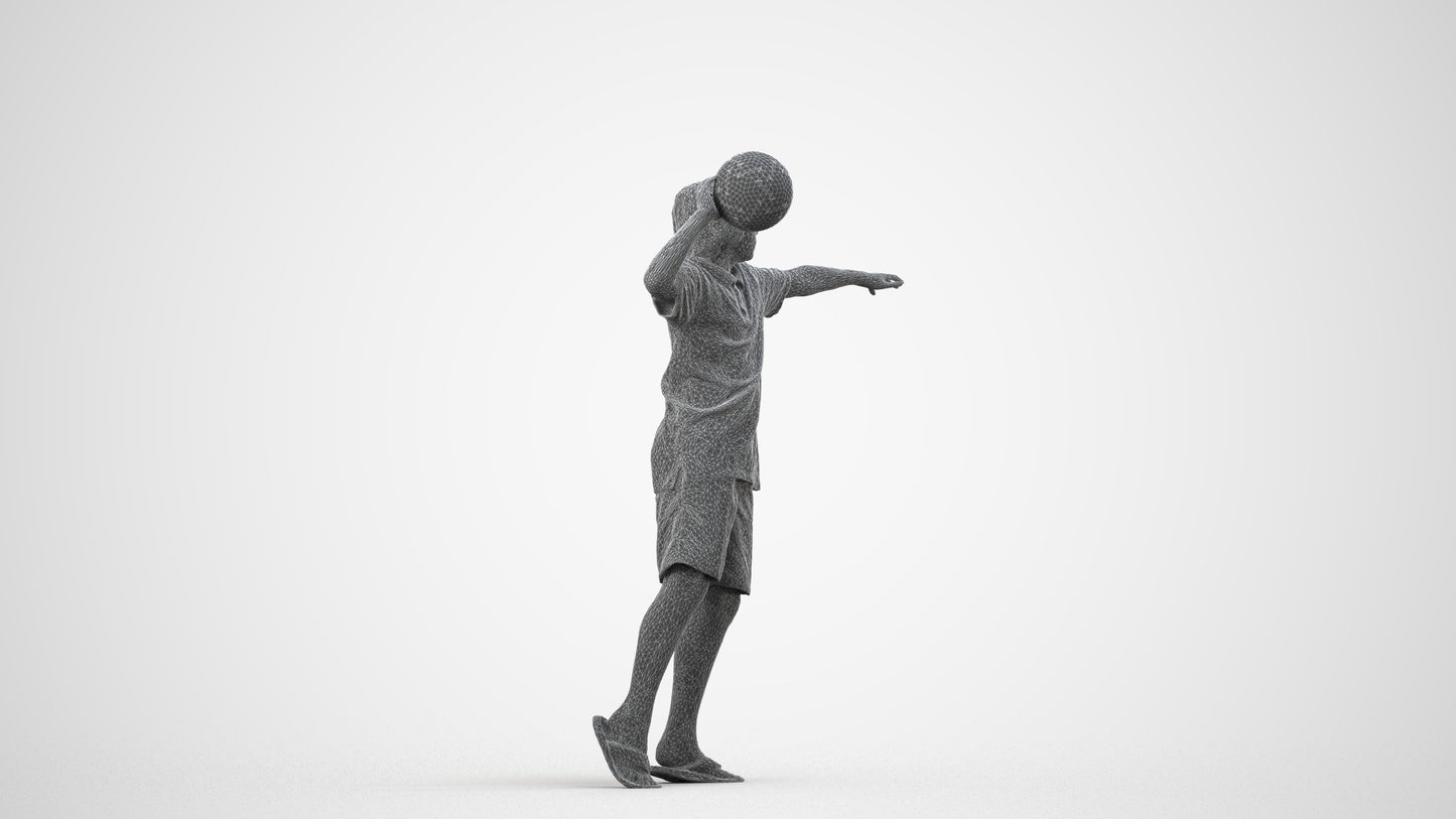 3D people model boy sport kids, scanned human for 3ds Max rendering, wireframe side view