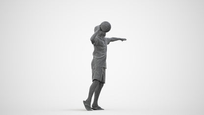 3D people model boy sport kids, scanned human for 3ds Max rendering, wireframe side view