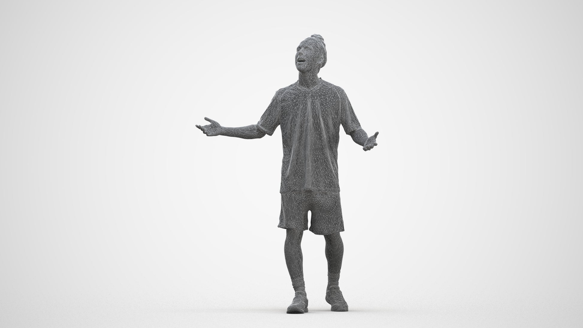 realistic 3D human man sport, archviz people FBX OBJ for Blender, three-quarter front view render