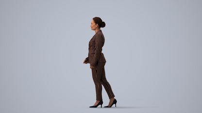 realistic 3D people woman business walking, render-ready for V-Ray and Corona, FBX OBJ, three-quarter view render