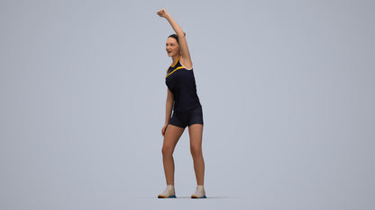 realistic 3D human girl sport, archviz people FBX OBJ for Blender, top-down view render