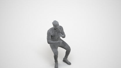 3D human model man casual business, photogrammetry scanned person for archviz, wireframe three-quarter view