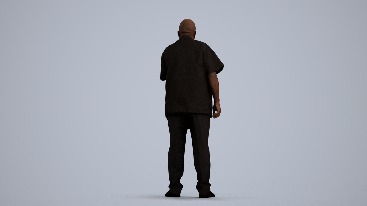 scanned 3D man hospitality, photogrammetry people for Enscape and V-Ray, front view render