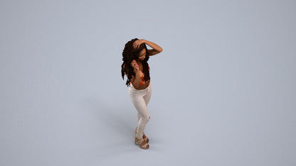 realistic 3D woman casual standing, scanned archviz people for Blender and 3ds Max, back view render
