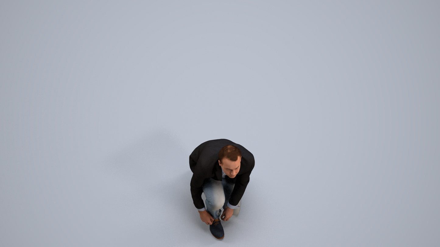 scanned 3D man business standing, photogrammetry people for Enscape and V-Ray, back view render