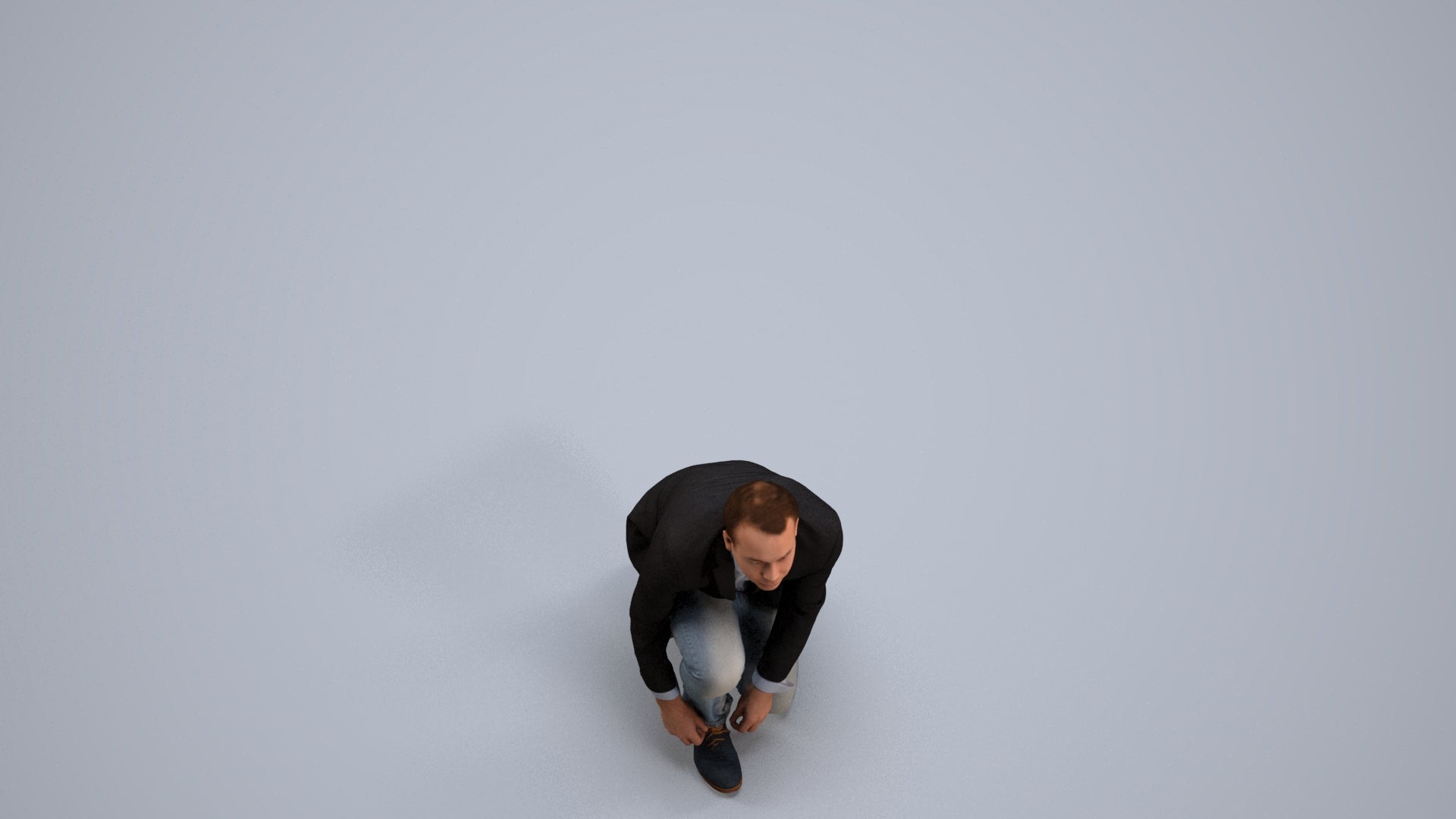 scanned 3D man business standing, photogrammetry people for Enscape and V-Ray, back view render