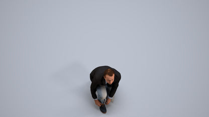 scanned 3D man business standing, photogrammetry people for Enscape and V-Ray, back view render