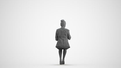 3D human model woman business, photogrammetry scanned person for archviz, wireframe front view
