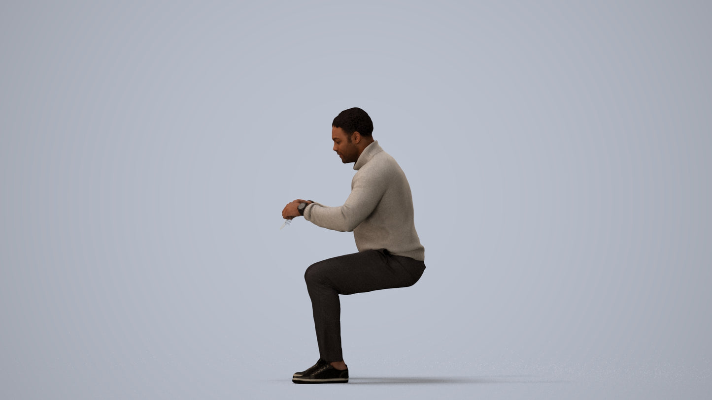 3D people model man casual business, scanned human for 3ds Max rendering, three-quarter view render