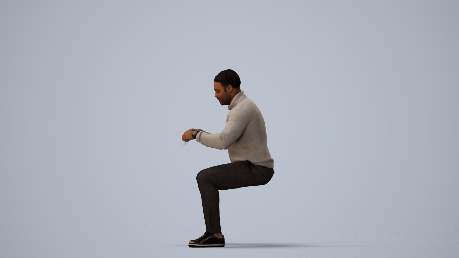 3D people model man casual business, scanned human for 3ds Max rendering, three-quarter view render