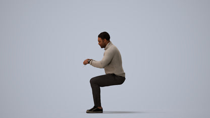 3D people model man casual business, scanned human for 3ds Max rendering, three-quarter view render