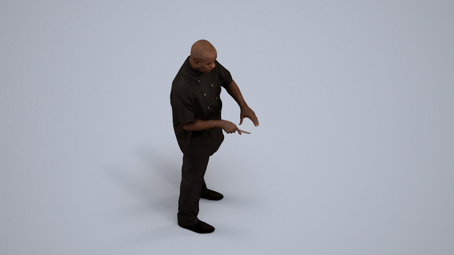 3D scanned man hospitality, photorealistic archviz people for Enscape and SketchUp, back view render