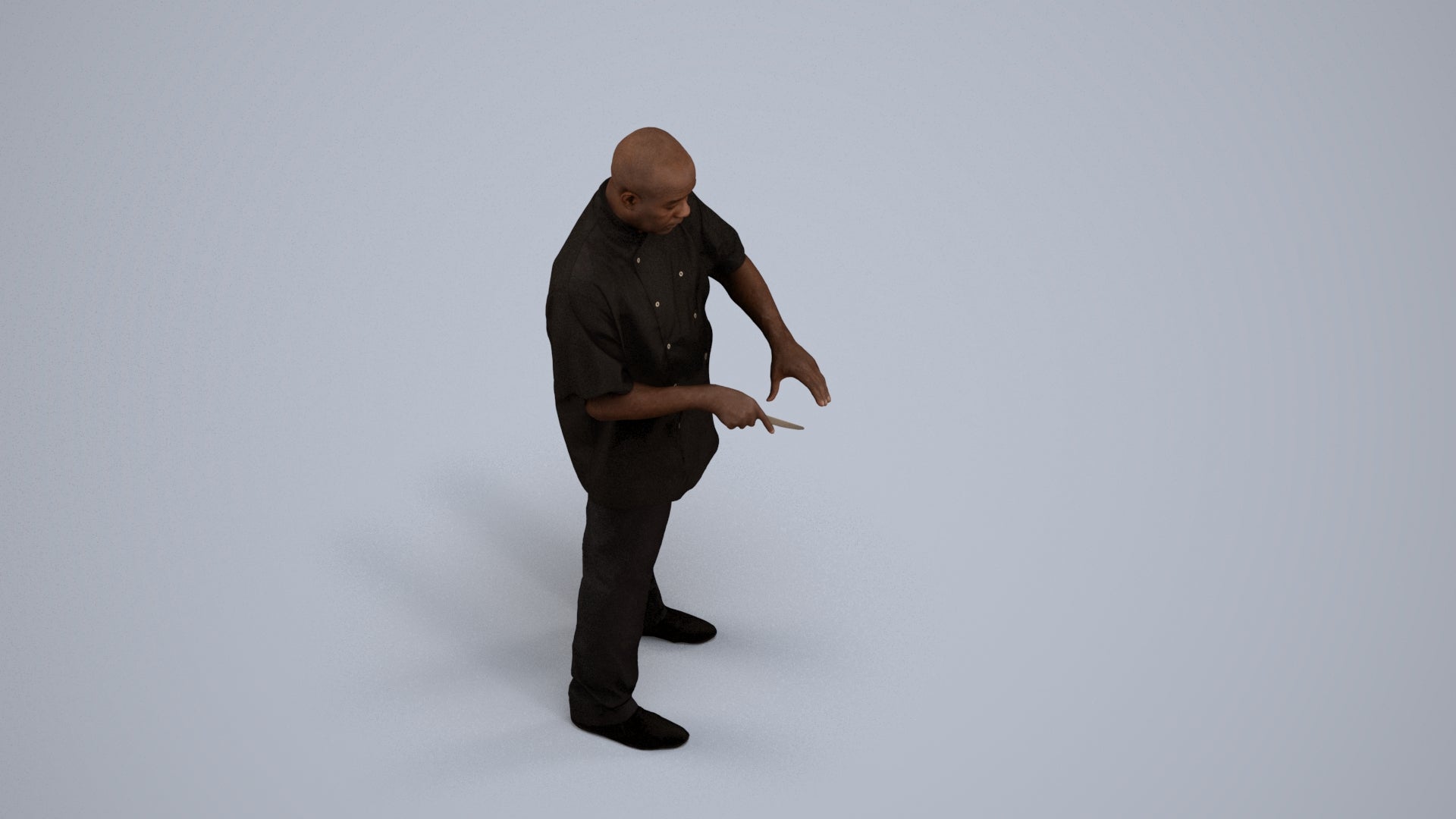 3D scanned man hospitality, photorealistic archviz people for Enscape and SketchUp, back view render