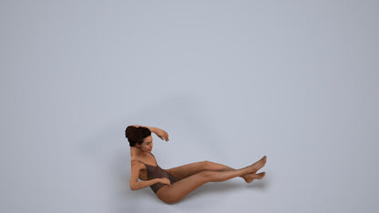 realistic 3D human woman pool, archviz people FBX OBJ for Blender, back view render