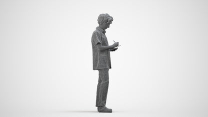 3D scanned woman medical, photorealistic archviz people for Enscape and SketchUp, wireframe side view