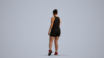 scanned 3D woman sport, photogrammetry people for Enscape and V-Ray, front view render
