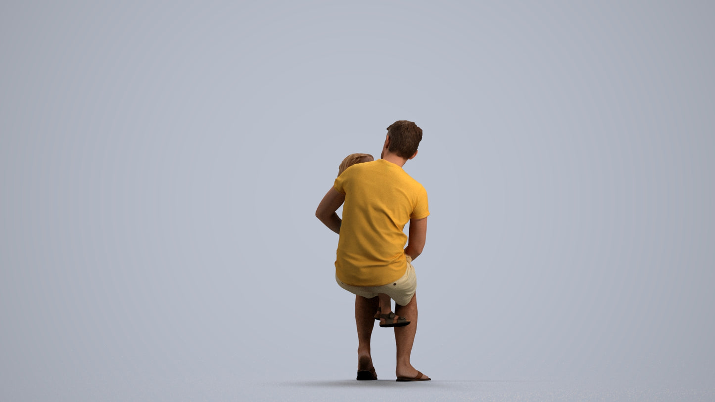 scanned 3D boy casual kids, photogrammetry people for Enscape and V-Ray, front view render