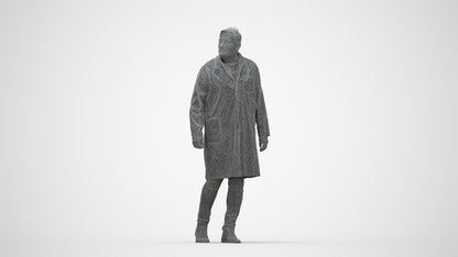 3D human model man medical, photogrammetry scanned person for archviz, wireframe back view