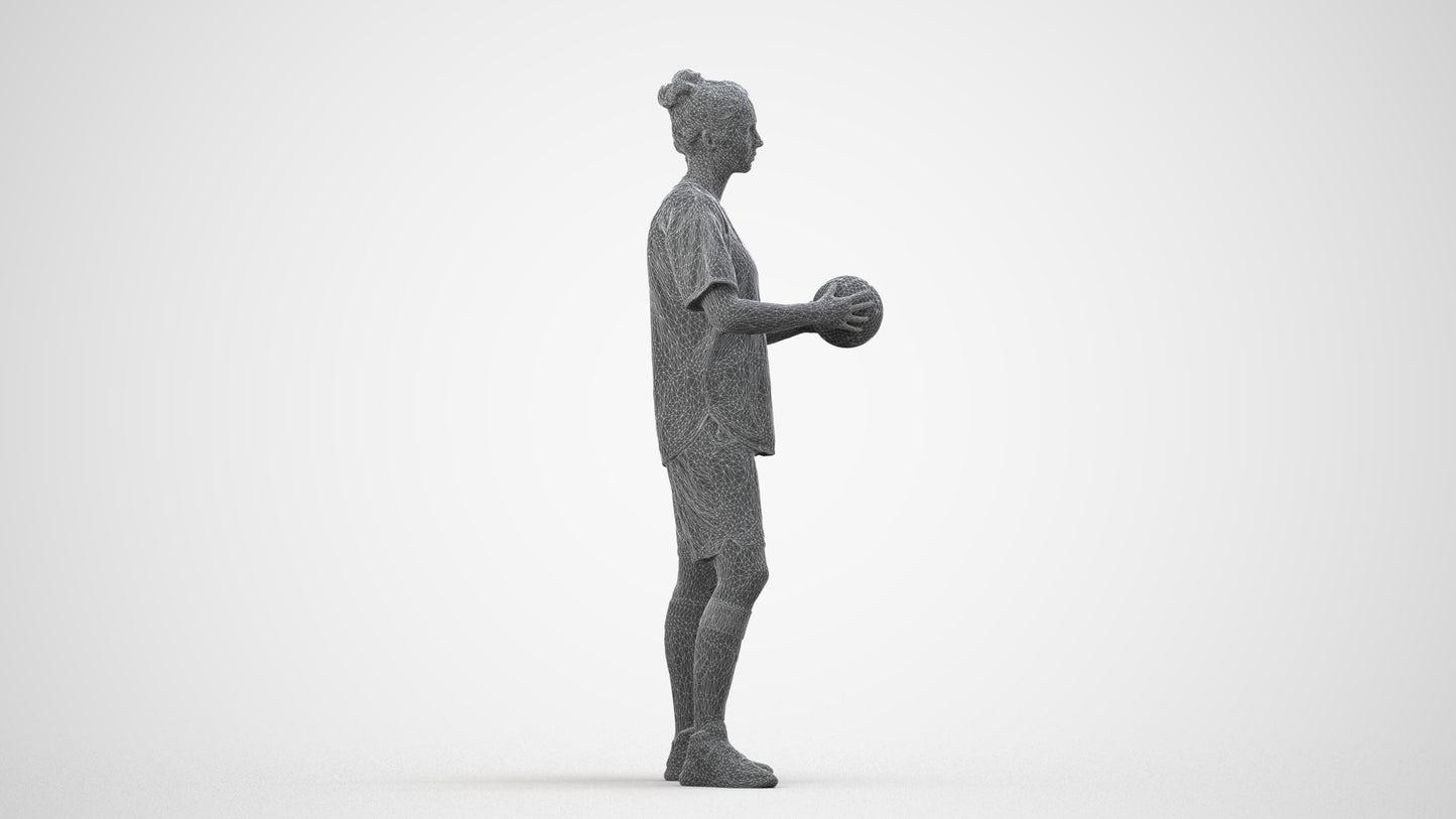 3D people model woman sport, scanned human for 3ds Max rendering, wireframe side view