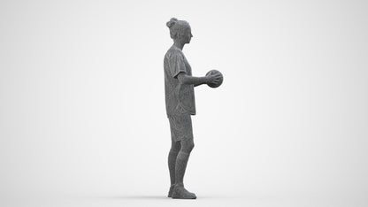 3D people model woman sport, scanned human for 3ds Max rendering, wireframe side view