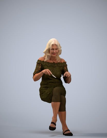 realistic 3D senior woman casual business, scanned archviz people for Blender and 3ds Max