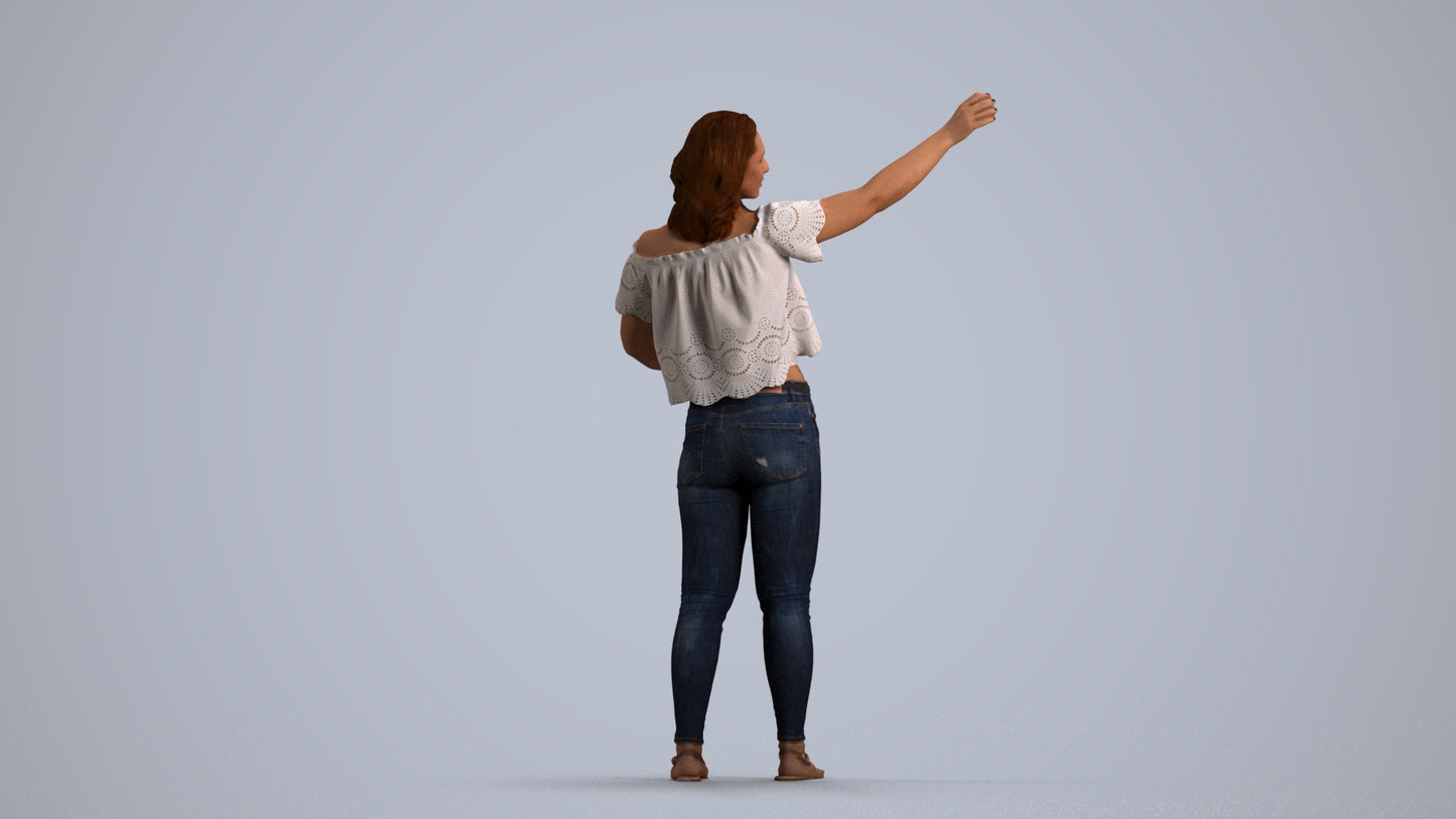 photogrammetry 3D woman casual standing, realistic human model archviz FBX, front view render