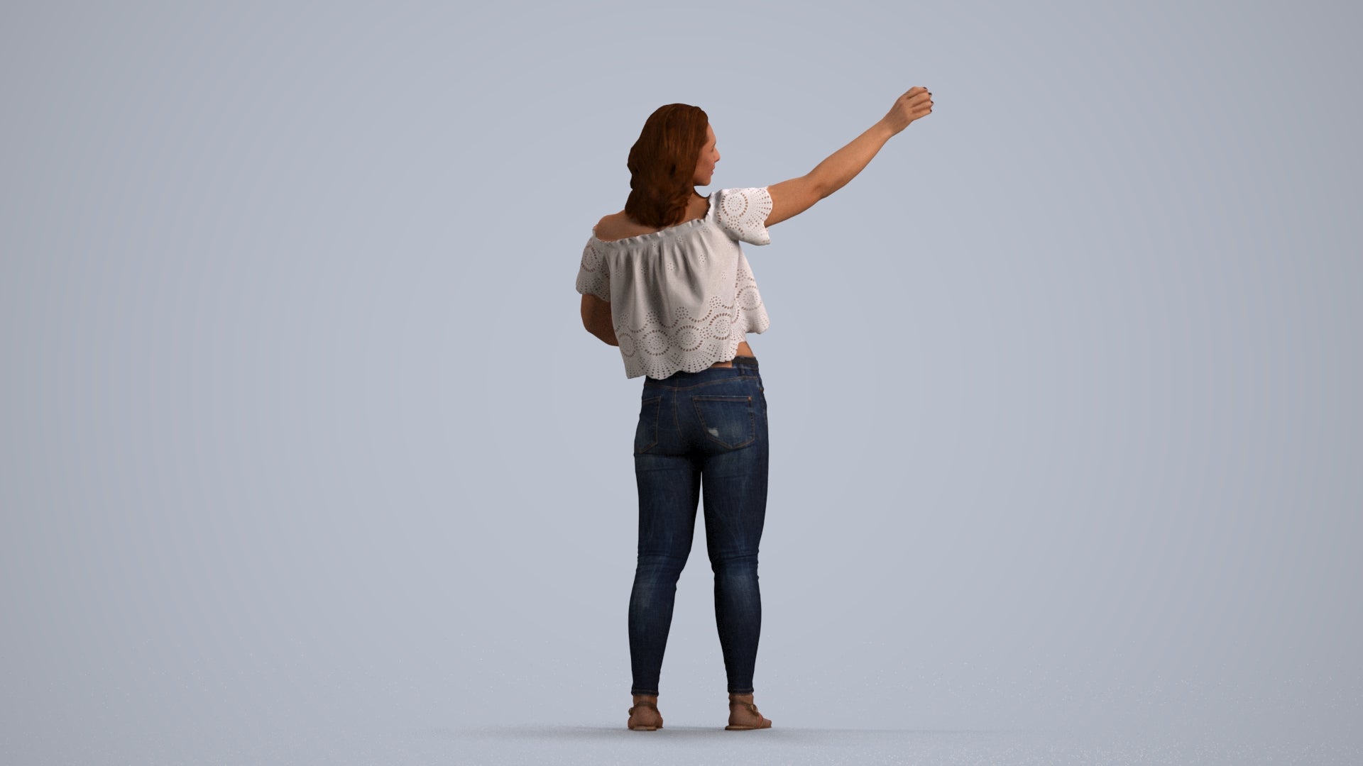 photogrammetry 3D woman casual standing, realistic human model archviz FBX, front view render