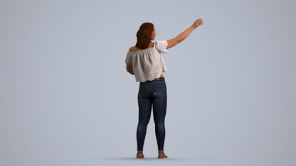 photogrammetry 3D woman casual standing, realistic human model archviz FBX, front view render