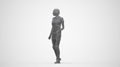 3D people model woman sport, scanned human for 3ds Max rendering, wireframe back view