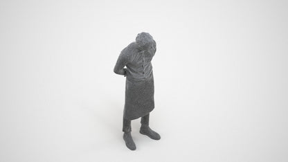 3D human model man hospitality, photogrammetry scanned person for archviz, wireframe three-quarter view