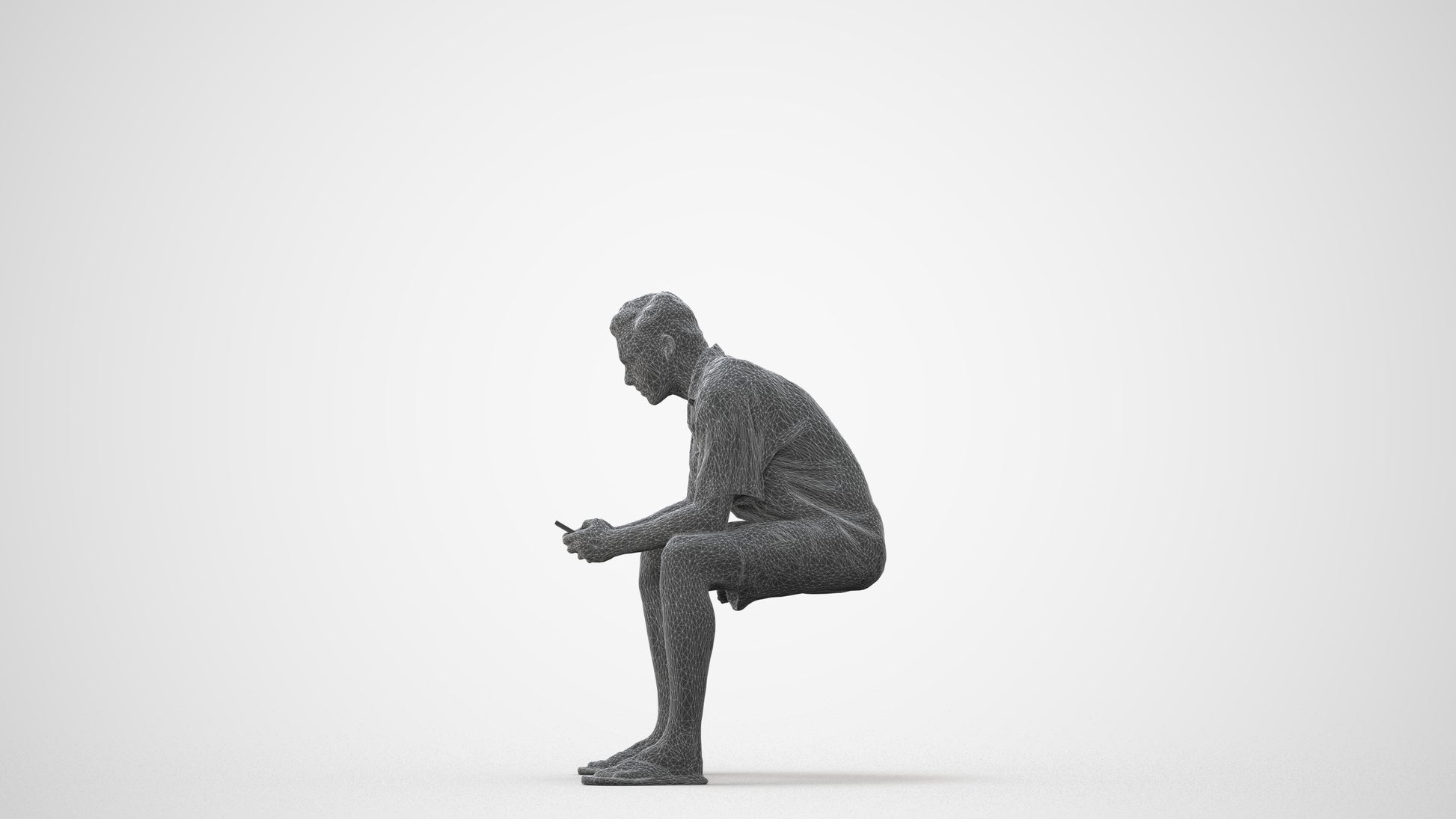 realistic 3D human man casual sitting, archviz people FBX OBJ for Blender, square thumbnail