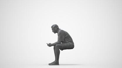 realistic 3D human man casual sitting, archviz people FBX OBJ for Blender, square thumbnail