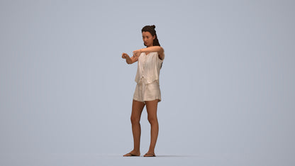 realistic 3D people woman casual standing, render-ready for V-Ray and Corona, FBX OBJ, top-down view render