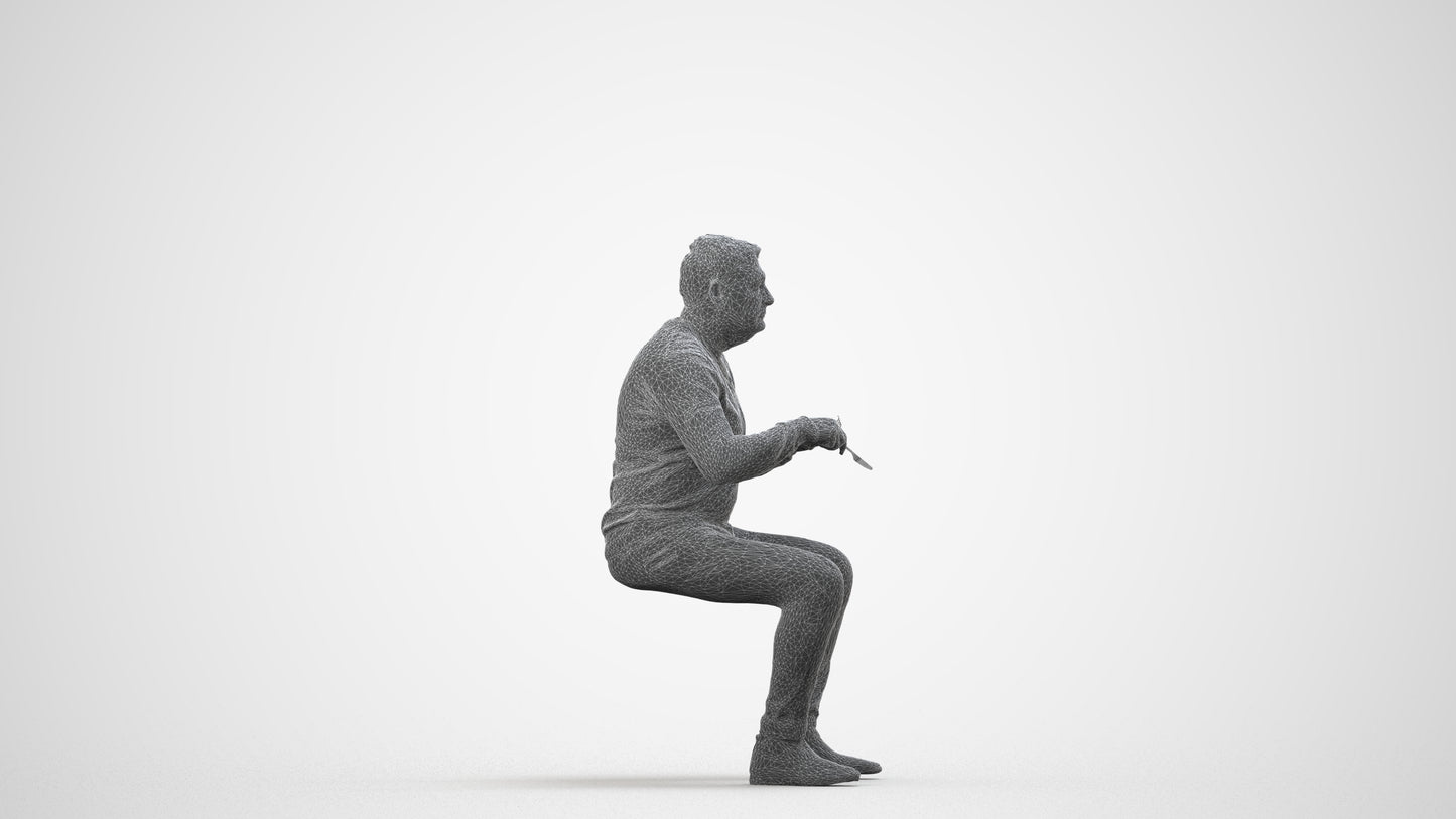 photogrammetry 3D man casual business, realistic human model archviz FBX, wireframe side view