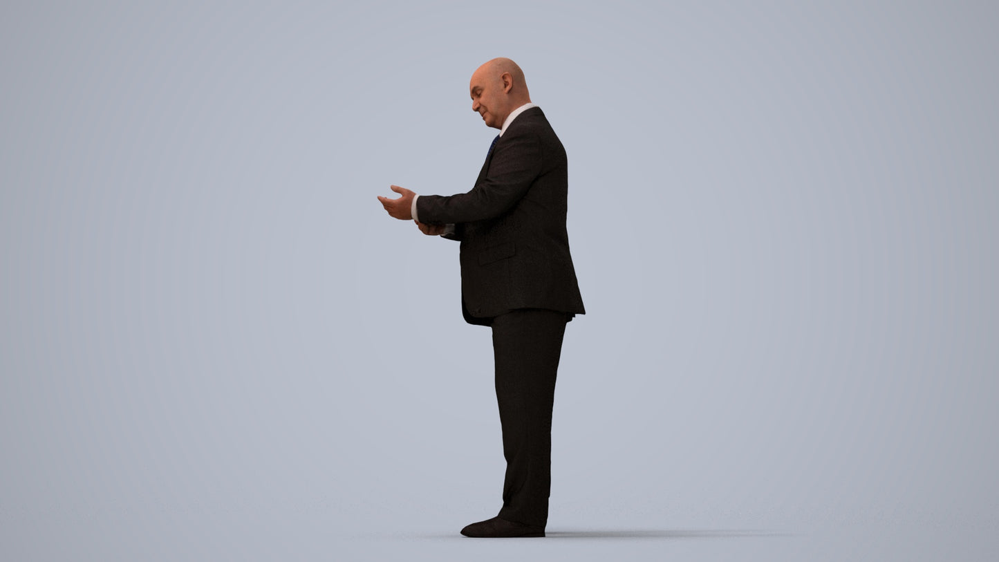 scanned 3D man business mix, photogrammetry people for Enscape and V-Ray, three-quarter view render