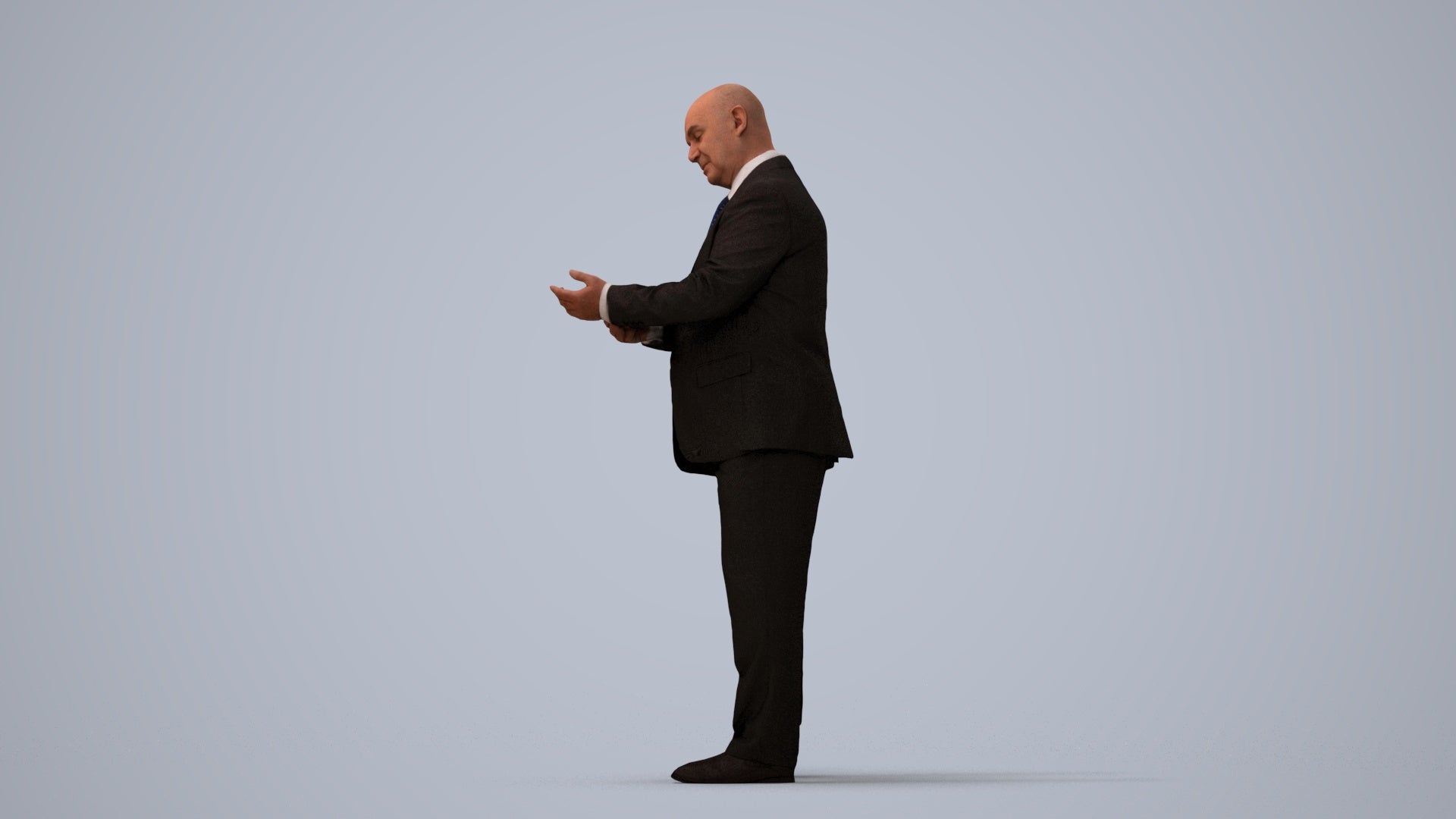 scanned 3D man business mix, photogrammetry people for Enscape and V-Ray, three-quarter view render