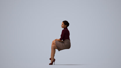 realistic 3D human woman business, archviz people FBX OBJ for Blender, three-quarter view render