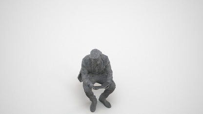 realistic 3D man business, scanned archviz people for Blender and 3ds Max, wireframe three-quarter view