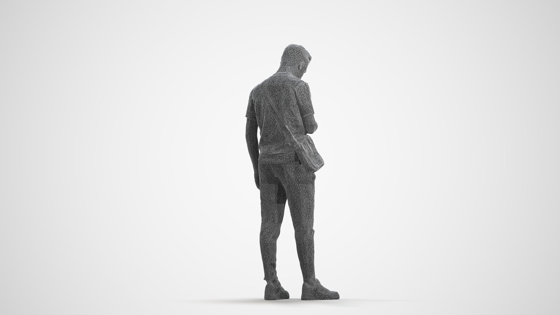 realistic 3D boy casual kids, scanned archviz people for Blender and 3ds Max, wireframe front view